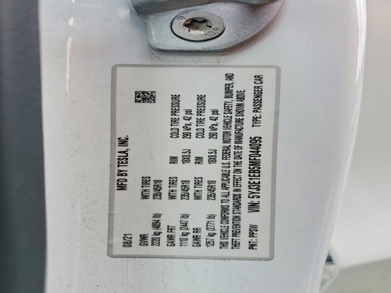 Aukcja sprzedaży 2021 Tesla Model 3, vin: 5YJ3E1EB5MF044095, numer aukcji: 68404286