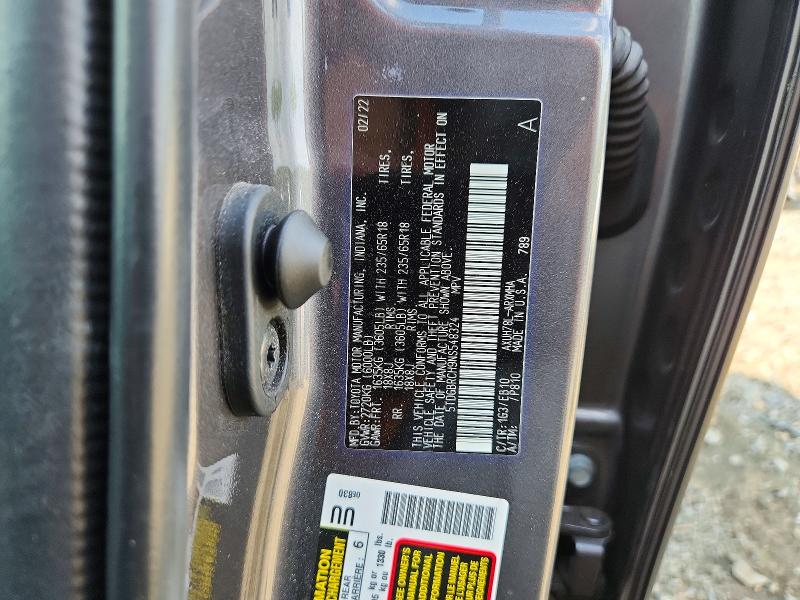 Aukcja sprzedaży 2022 Toyota Highlander Hybrid, vin: 5TDGBRCH9NS548324, numer aukcji: 67797476