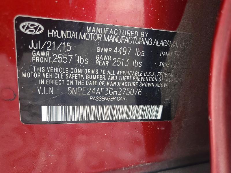 Aukcja sprzedaży 2016 Hyundai Sonata, vin: 5NPE24AF3GH275076, numer aukcji: 67396446