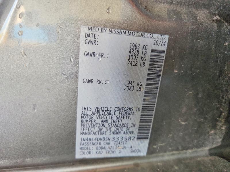 67629886 :رقم المزاد ، 1N4BL4DV0SN333582 vin ، 2025 Nissan Altima مزاد بيع