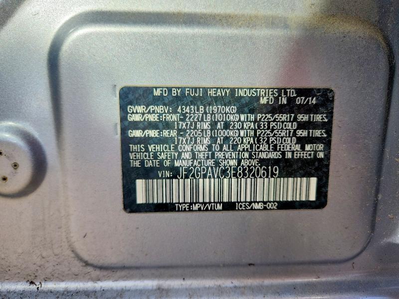 Aukcja sprzedaży 2014 Subaru Xv Crosstrek, vin: JF2GPAVC3E8320619, numer aukcji: 70125506