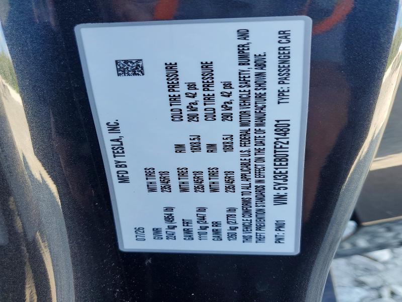 67262076 :رقم المزاد ، 5YJ3E1EB0TF214801 vin ، 2026 Tesla Model 3 مزاد بيع