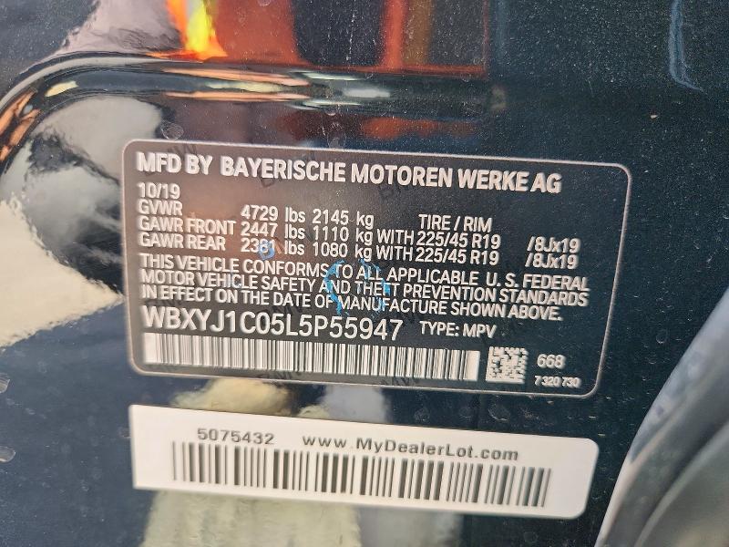 68062236 :رقم المزاد ، WBXYJ1C05L5P55947 vin ، 2020 Bmw X2 مزاد بيع
