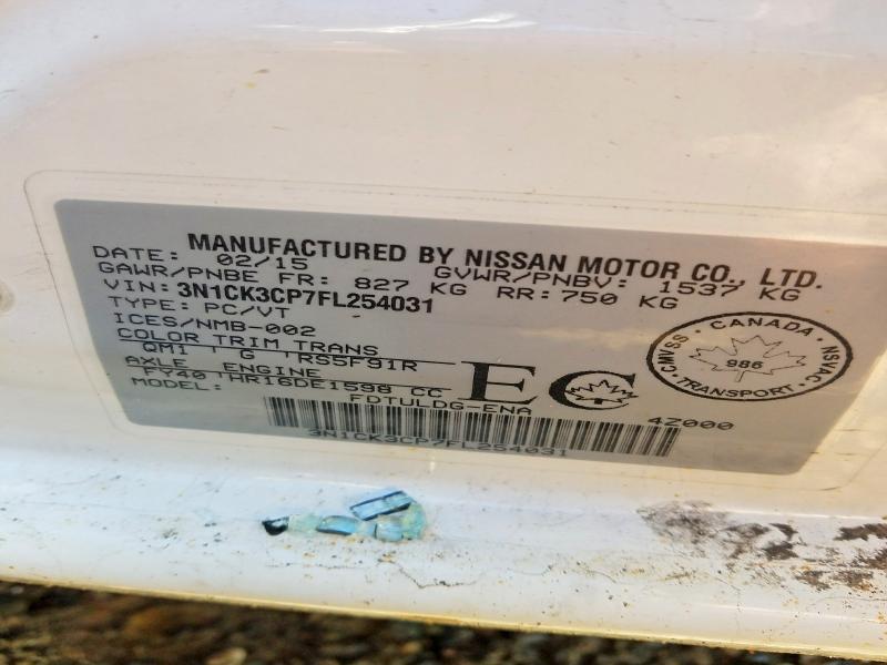 Продаж на аукціоні авто 2015 Nissan Micra, vin: 3N1CK3CP7FL254031, номер лоту: 65530116