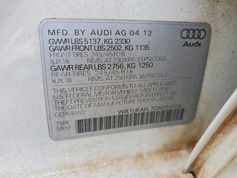 Aukcja sprzedaży 2013 Audi A4 Allroad, vin: WA1UFAFL7DA054039, numer aukcji: 67508716