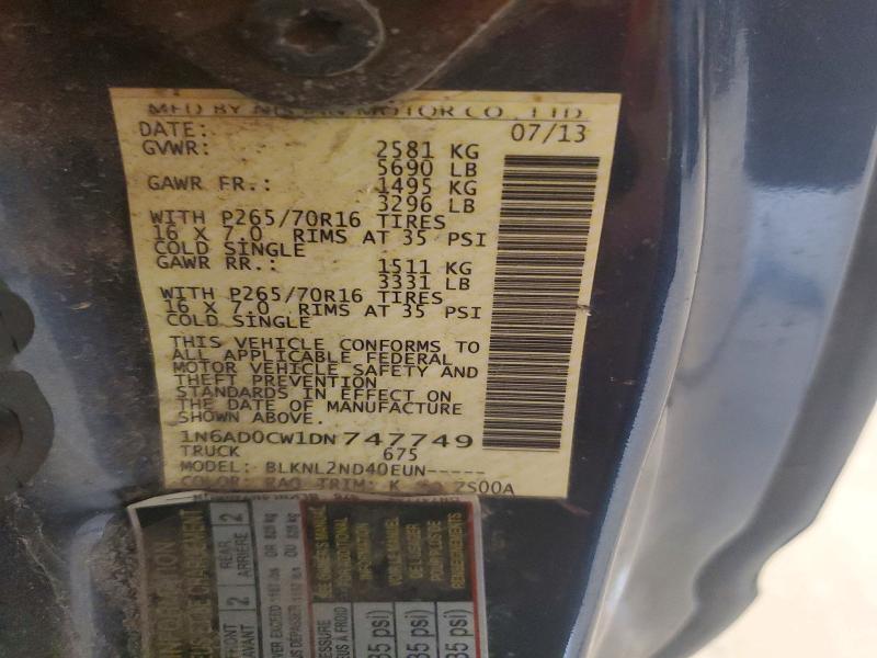2013 Nissan Frontier მანქანა იყიდება აუქციონზე, vin: 1N6AD0CW1DN747749, აუქციონის ნომერი: 69608786