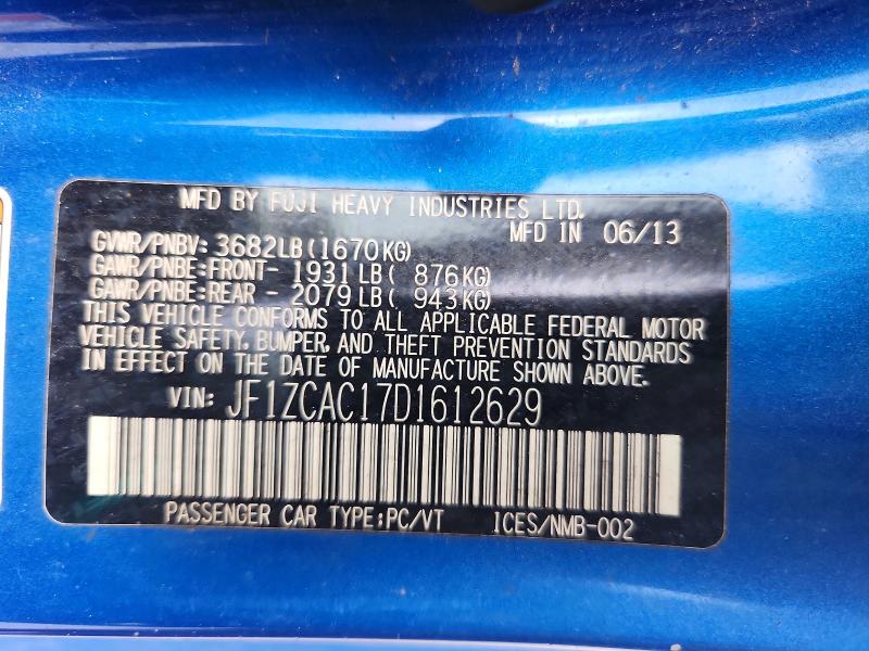 67223126 :رقم المزاد ، JF1ZCAC17D1612629 vin ، 2013 Subaru Brz مزاد بيع