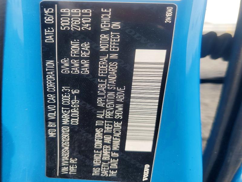 Aukcja sprzedaży 2016 Volvo V60, vin: YV1A92SW2G1290120, numer aukcji: 68259626