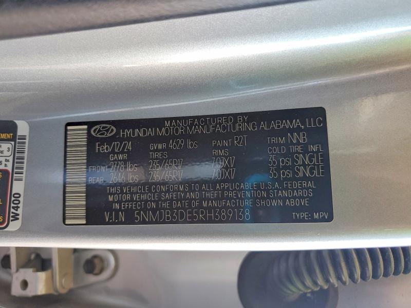 Продажа на аукционе авто 2024 Hyundai Tucson, vin: 5NMJB3DE5RH389138, номер лота: 67671556