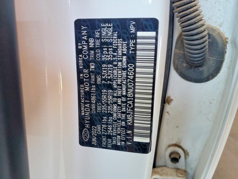 Aukcja sprzedaży 2022 Hyundai Tucson, vin: KM8JFCA18NU074600, numer aukcji: 67464686