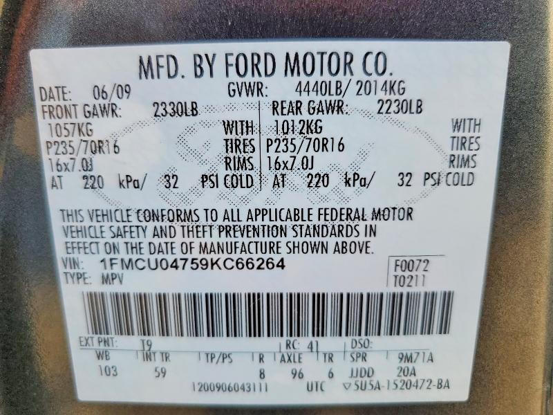 Продаж на аукціоні авто 2009 Ford Escape, vin: 1FMCU04759KC66264, номер лоту: 68240316