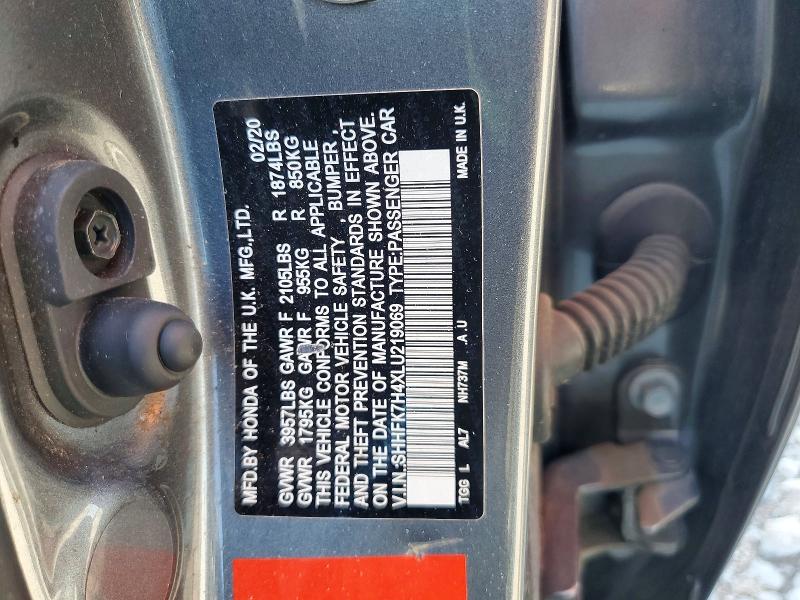 Продажа на аукционе авто 2020 Honda Civic, vin: SHHFK7H4XLU219069, номер лота: 67259086