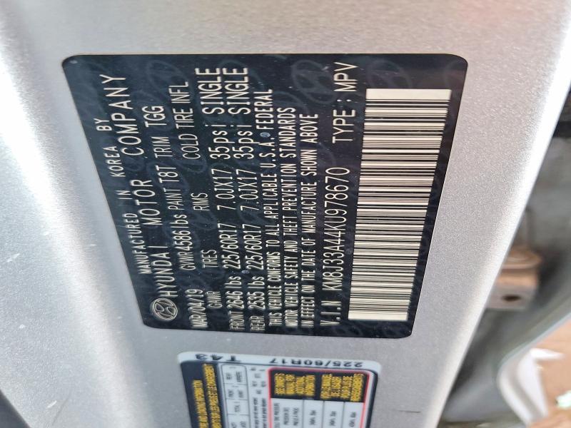 Продаж на аукціоні авто 2019 Hyundai Tucson, vin: KM8J33A44KU978670, номер лоту: 70292116