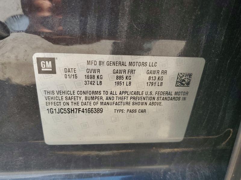 2015 Chevrolet Sonic მანქანა იყიდება აუქციონზე, vin: 1G1JC5SH7F4166389, აუქციონის ნომერი: 69214156