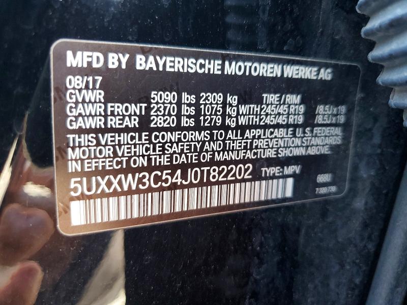 2018 Bmw X4 მანქანა იყიდება აუქციონზე, vin: 5UXXW3C54J0T82202, აუქციონის ნომერი: 67975476