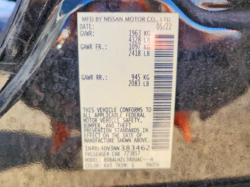 Продаж на аукціоні авто 2022 Nissan Altima, vin: 1N4BL4DV3NN383462, номер лоту: 68438046