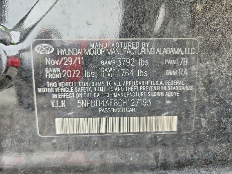 Продажа на аукционе авто 2012 Hyundai Elantra, vin: 5NPDH4AE8CH127193, номер лота: 70595706