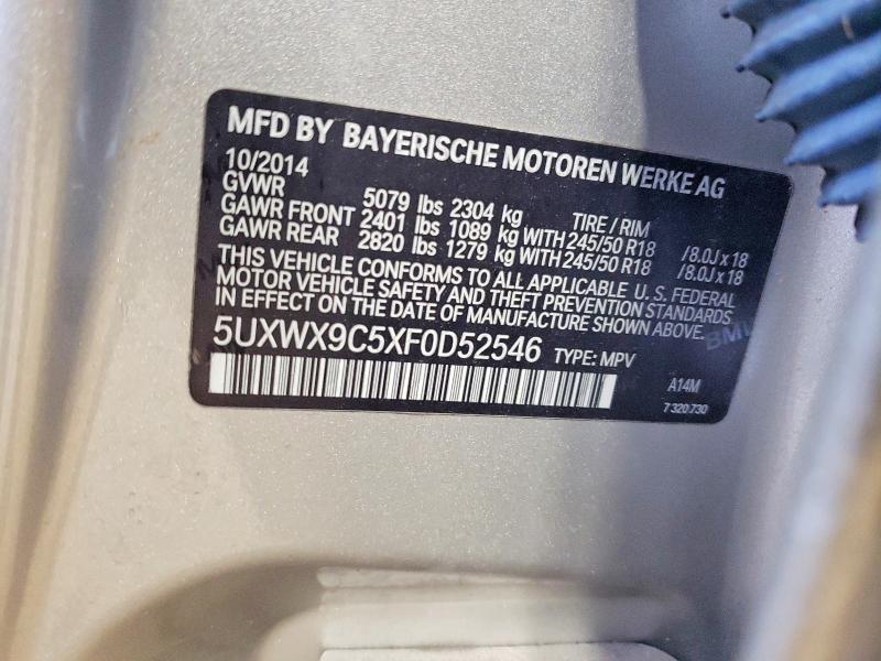 70008006 :رقم المزاد ، 5UXWX9C5XF0D52546 vin ، 2015 Bmw X3 مزاد بيع