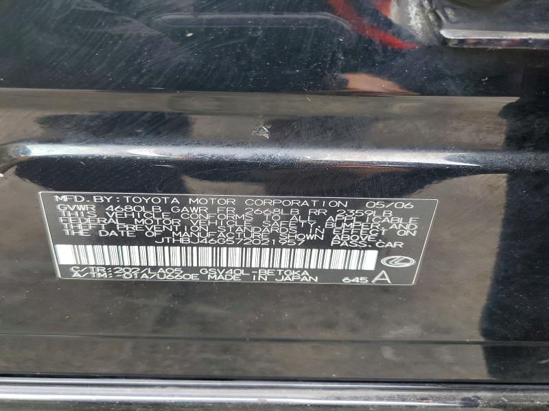 Aukcja sprzedaży 2007 Lexus Es, vin: JTHBJ46G572021957, numer aukcji: 67908216