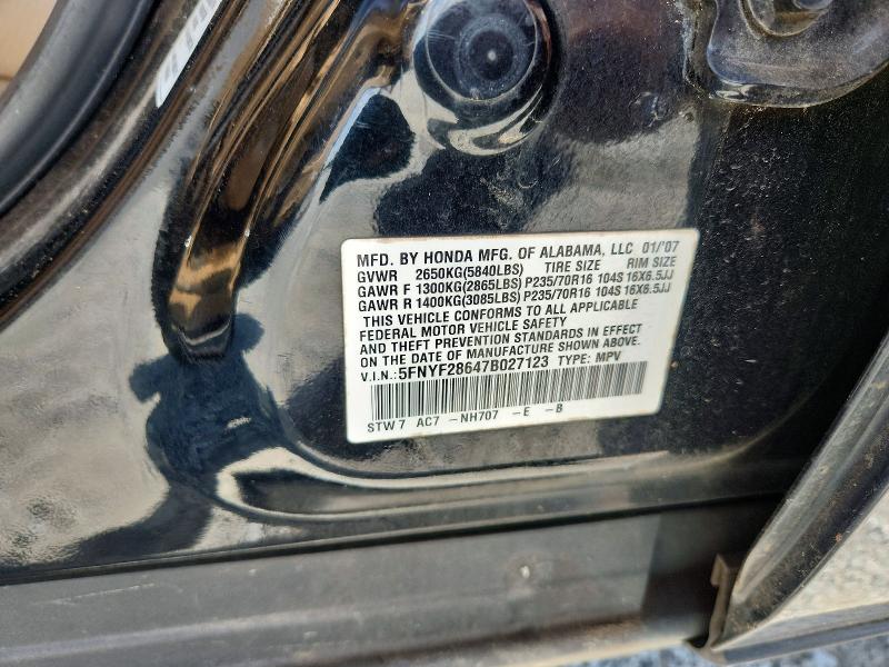 Aukcja sprzedaży 2007 Honda Pilot, vin: 5FNYF28647B027123, numer aukcji: 68990096