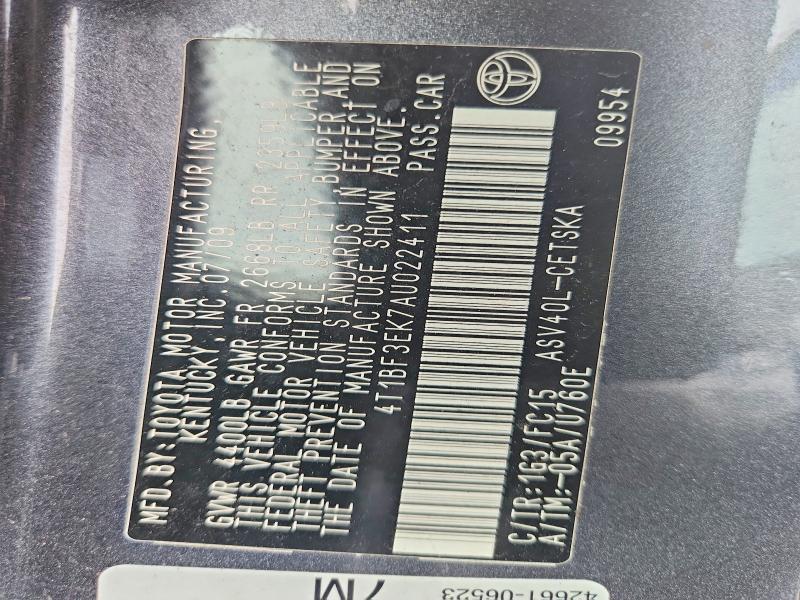 Aukcja sprzedaży 2010 Toyota Camry, vin: 4T1BF3EK7AU022411, numer aukcji: 69734396