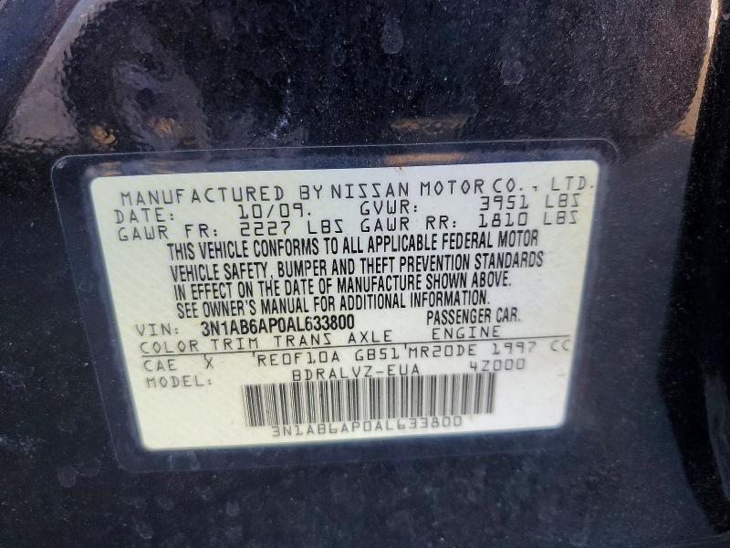 Продажа на аукционе авто 2010 Nissan Sentra, vin: 3N1AB6AP0AL633800, номер лота: 67914196