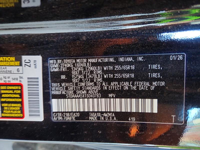 Aukcja sprzedaży 2026 Toyota Grand Highlander, vin: 5TDAAAA5XTS040783, numer aukcji: 68135326