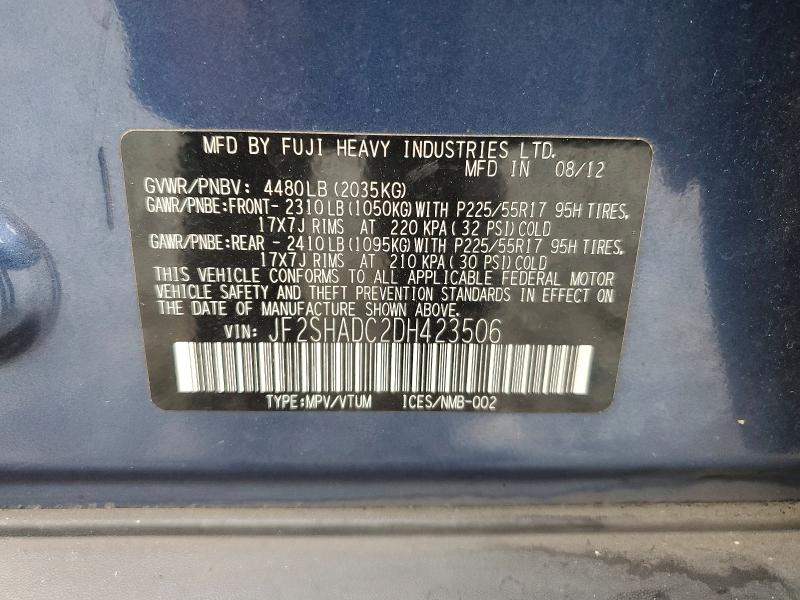 Aukcja sprzedaży 2013 Subaru Forester, vin: JF2SHADC2DH423506, numer aukcji: 69355726
