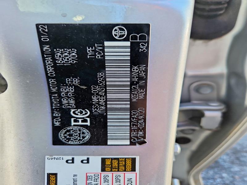 2022 Toyota Corolla მანქანა იყიდება აუქციონზე, vin: JTNK4MBE4N3162938, აუქციონის ნომერი: 68202856