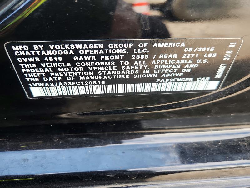 Aukcja sprzedaży 2015 Volkswagen Passat, vin: 1VWAS7A33FC120816, numer aukcji: 67986396