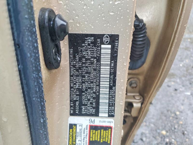 Aukcja sprzedaży 2012 Toyota Camry, vin: 4T4BF1FK5CR273553, numer aukcji: 69971926