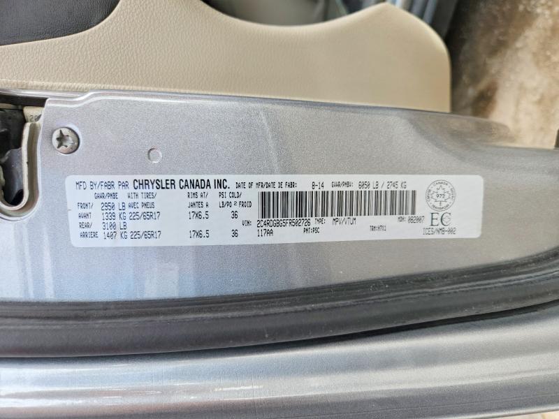Продаж на аукціоні авто 2015 Dodge Grand Caravan, vin: 2C4RDGBG5FR502726, номер лоту: 68495616