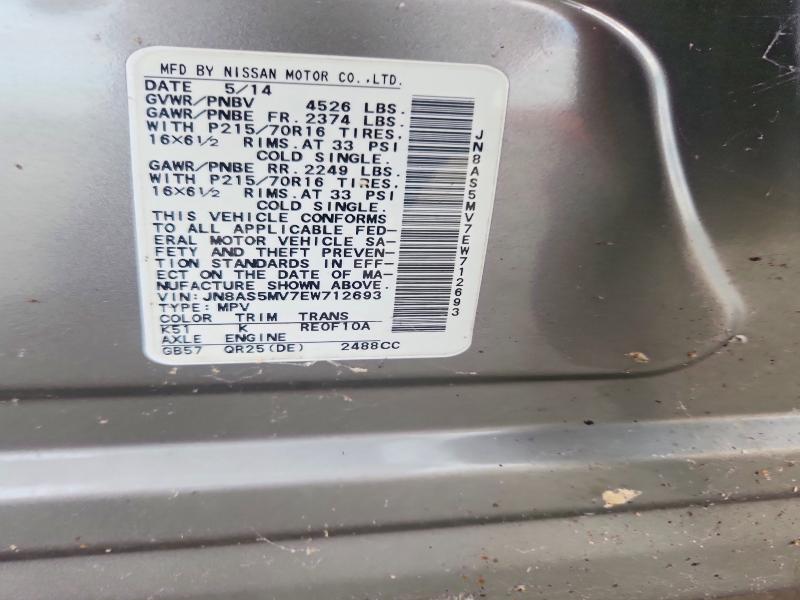 Aukcja sprzedaży 2014 Nissan Rogue Select, vin: JN8AS5MV7EW712693, numer aukcji: 67448696