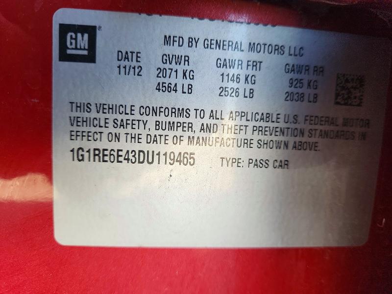Aukcja sprzedaży 2013 Chevrolet Volt, vin: 1G1RE6E43DU119465, numer aukcji: 71041406
