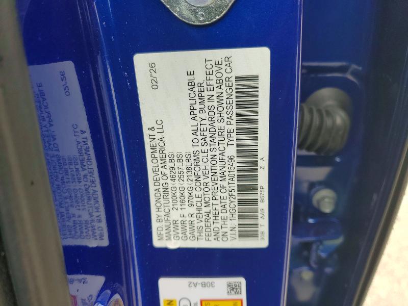 Продажа на аукционе авто 2026 Honda Accord, vin: 1HGCY2F51TA015496, номер лота: 70448006