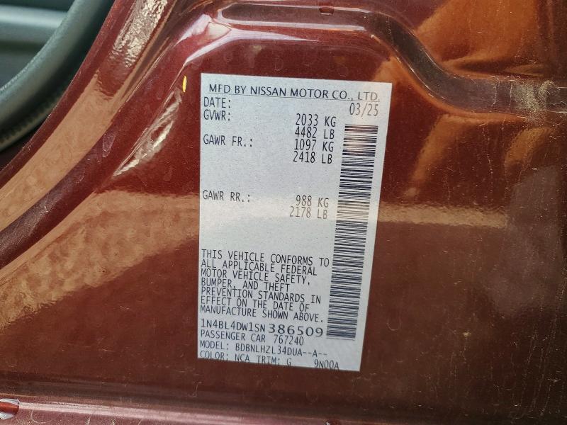 Продаж на аукціоні авто 2025 Nissan Altima, vin: 1N4BL4DW1SN386509, номер лоту: 69737146