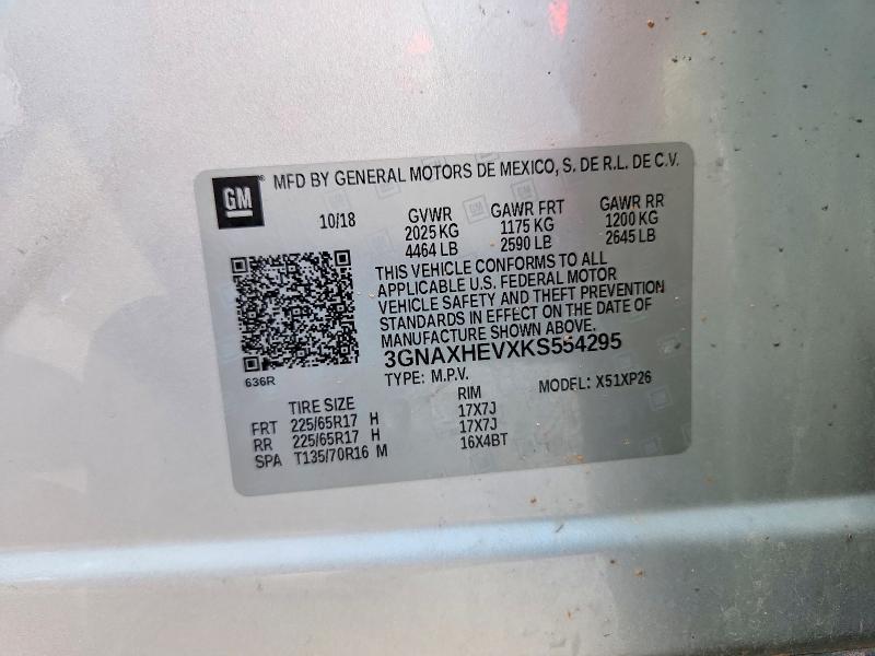Продажа на аукционе авто 2019 Chevrolet Equinox, vin: 3GNAXHEVXKS554295, номер лота: 67868286
