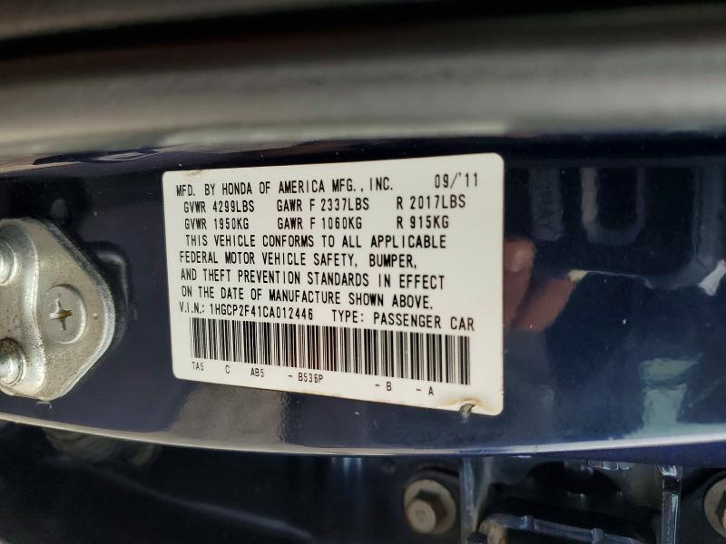 2012 Honda Accord მანქანა იყიდება აუქციონზე, vin: 1HGCP2F41CA012446, აუქციონის ნომერი: 69220386