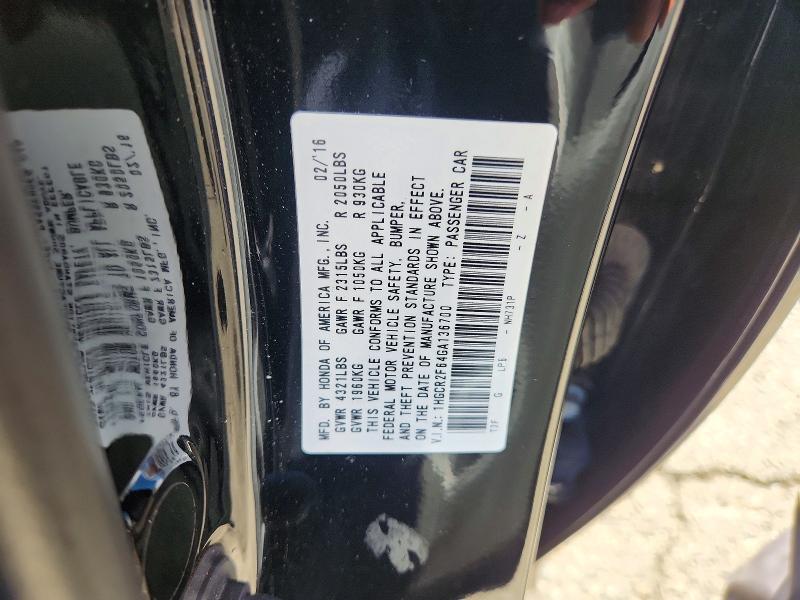 Продажа на аукционе авто 2016 Honda Accord, vin: 1HGCR2F64GA136700, номер лота: 68505036
