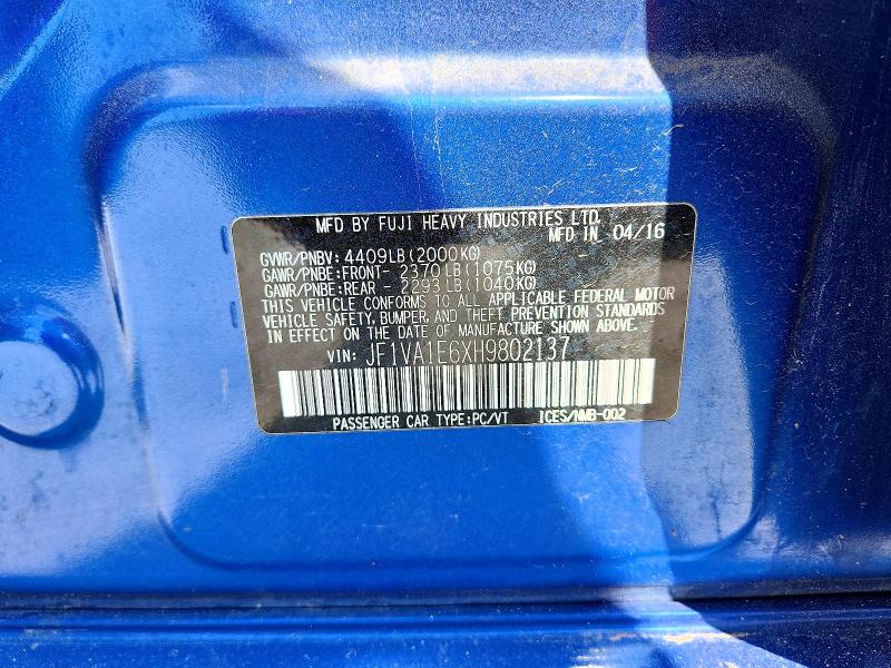 Продаж на аукціоні авто 2017 Subaru Wrx, vin: JF1VA1E6XH9802137, номер лоту: 70780546