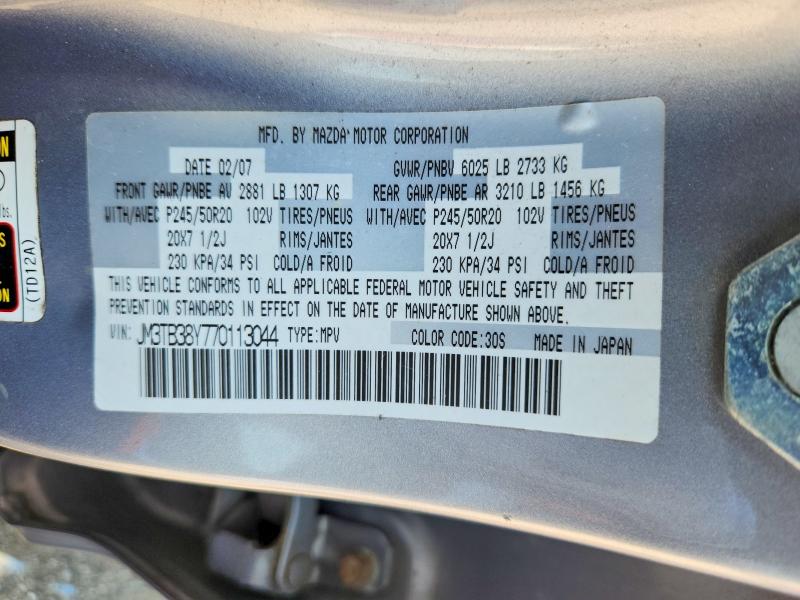 67446506 :رقم المزاد ، JM3TB38Y770113044 vin ، 2007 Mazda Cx-9 مزاد بيع