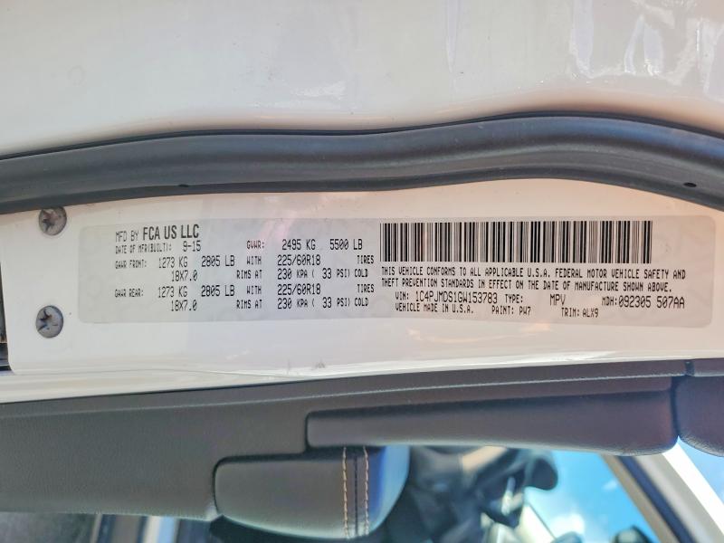 Продажа на аукционе авто 2016 Jeep Cherokee, vin: 1C4PJMDS1GW153783, номер лота: 67613186