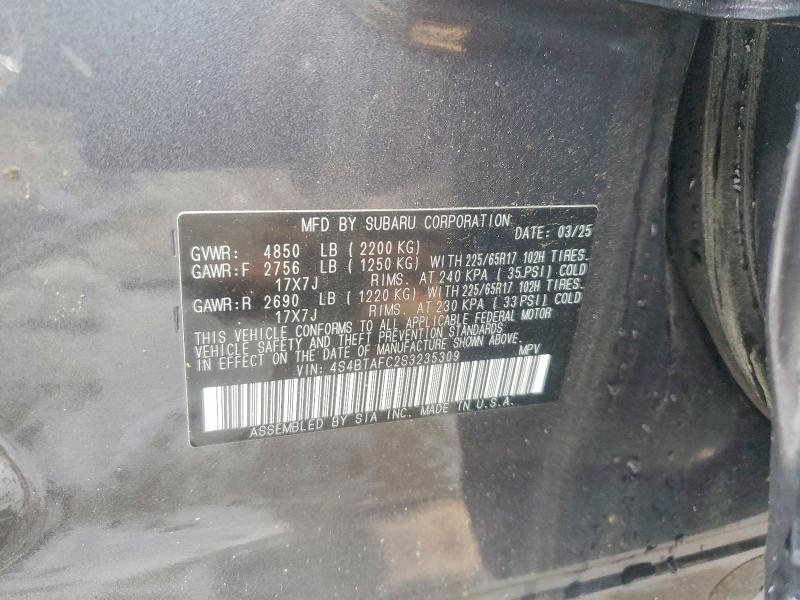 Продажа на аукционе авто 2025 Subaru Outback, vin: 4S4BTAFC2S3235309, номер лота: 69844156