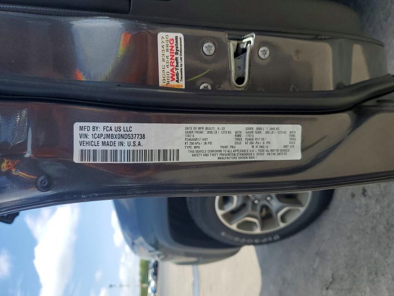 67424476 :رقم المزاد ، 1C4PJMBX0ND537738 vin ، 2022 Jeep Cherokee مزاد بيع