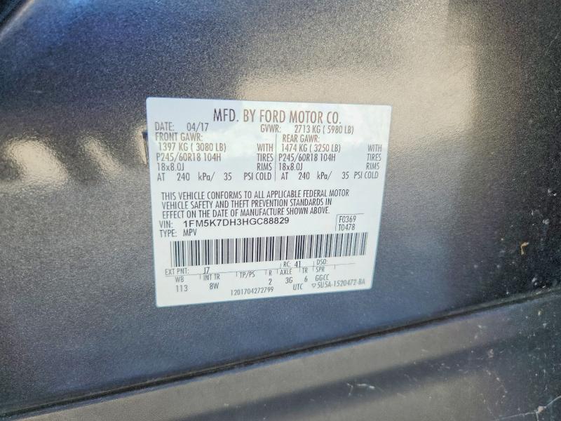 2017 Ford Explorer მანქანა იყიდება აუქციონზე, vin: 1FM5K7DH3HGC88829, აუქციონის ნომერი: 71016246