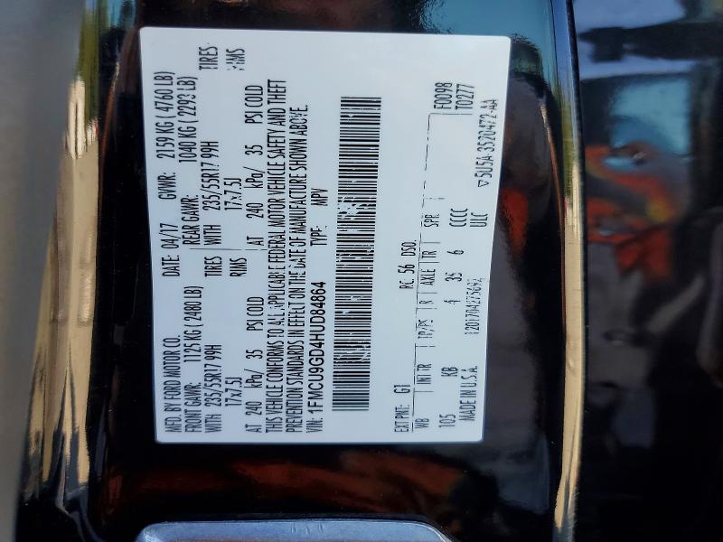 69227166 :رقم المزاد ، 1FMCU9GD4HUD84864 vin ، 2017 Ford Escape مزاد بيع