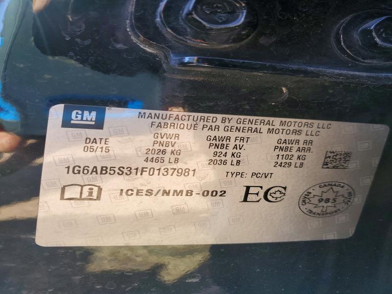 Auction sale of the 2015 Cadillac Ats, vin: 1G6AB5S31F0137981, lot number: 69423296