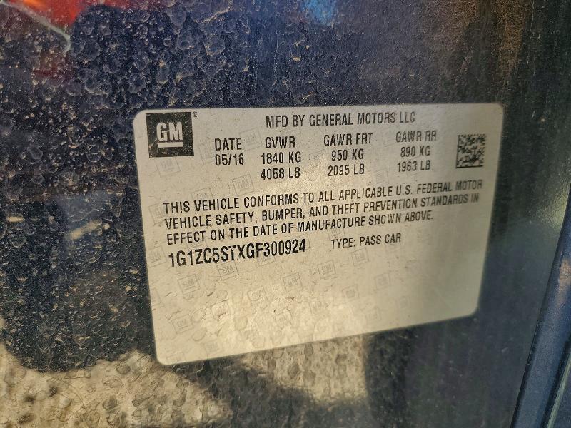 2016 Chevrolet Malibu მანქანა იყიდება აუქციონზე, vin: 1G1ZC5STXGF300924, აუქციონის ნომერი: 68962906