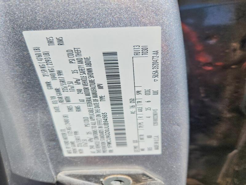 2018 Ford Escape მანქანა იყიდება აუქციონზე, vin: 1FMCU9GD0JUB94565, აუქციონის ნომერი: 67859876