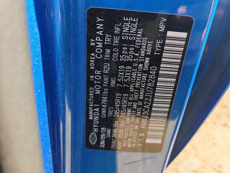 Aukcja sprzedaży 2018 Hyundai Tucson, vin: KM8J3CA22JU782840, numer aukcji: 68939876